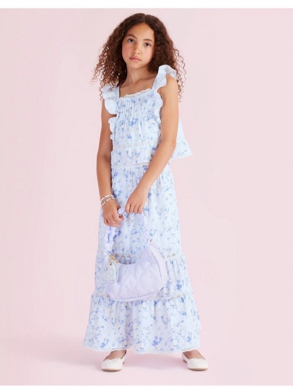 LoveShackFancy NWT Girls' Isla Blooming Heirloom Ditsy Tiered Maxi Skirt - 10 - Picture 2 of 16